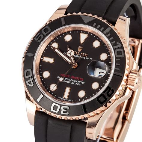 rolex yacht master rose gold rubber strap replica|rolex yacht master models.